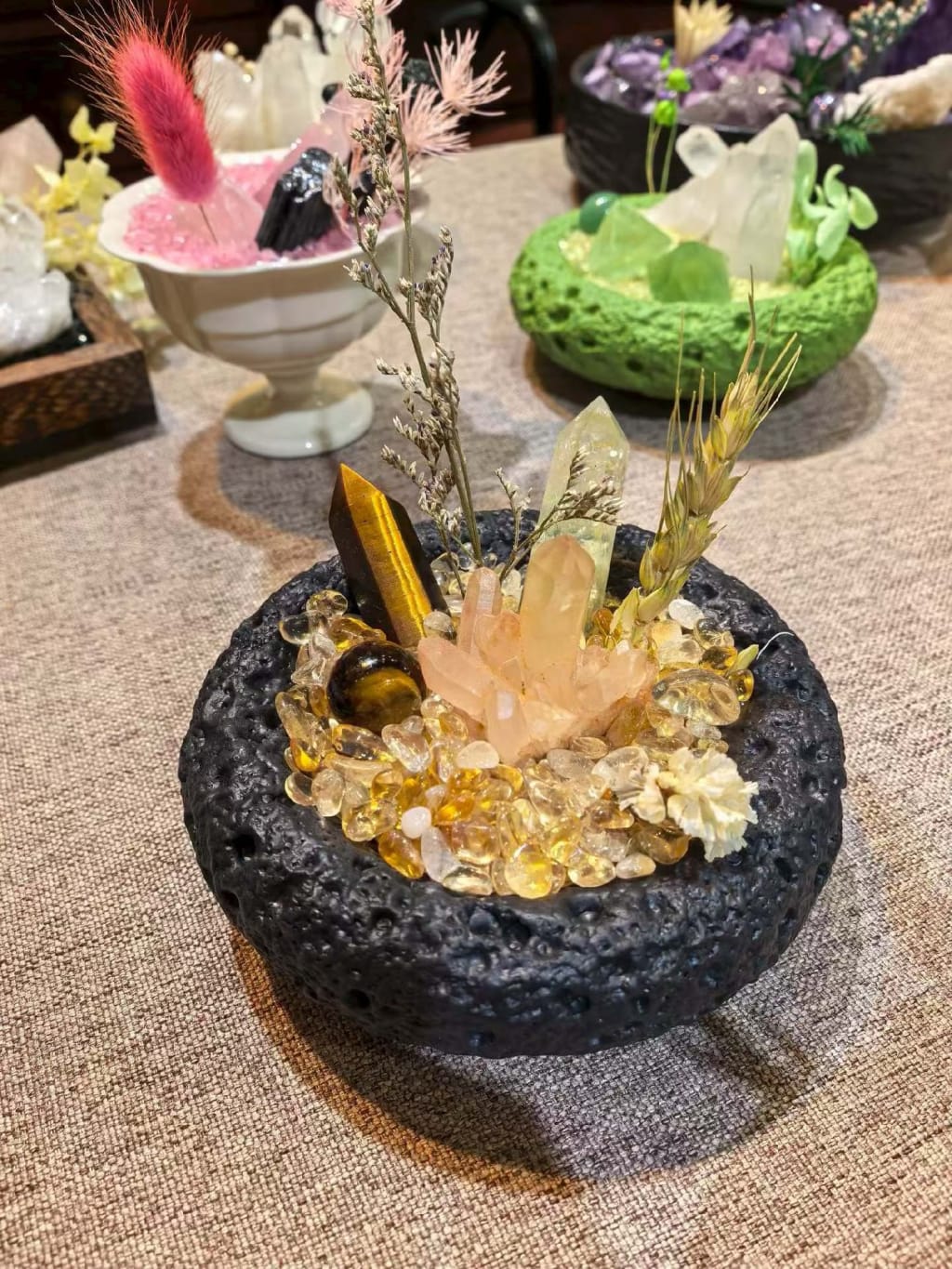 Amethyst Celestine Crystal Potted Plant