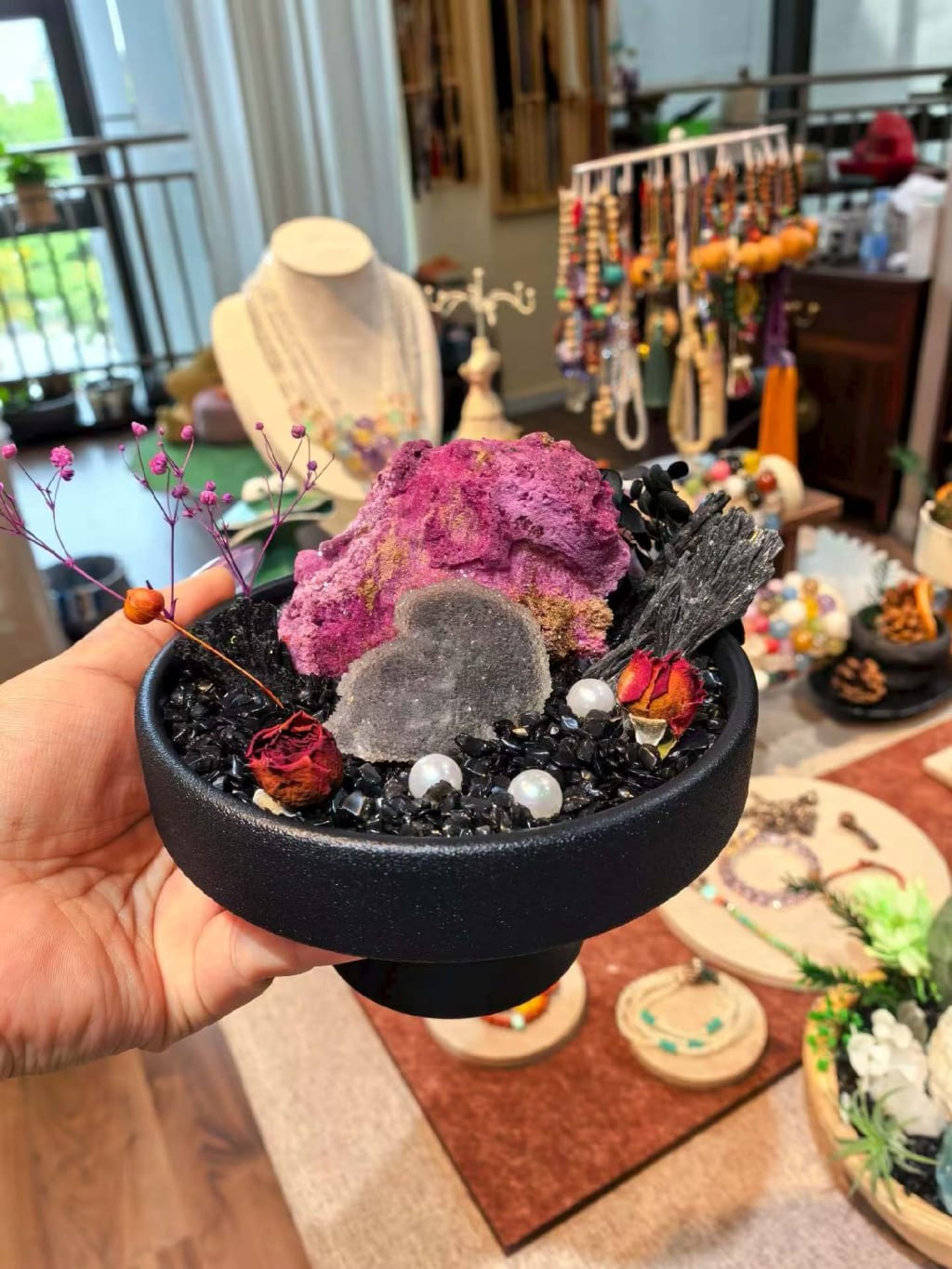 Amethyst Celestine Crystal Potted Plant