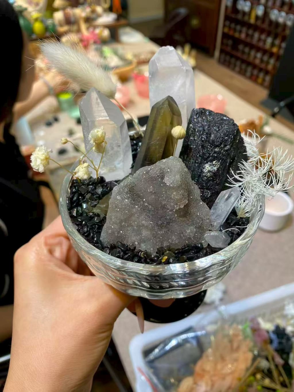 Amethyst Celestine Crystal Potted Plant