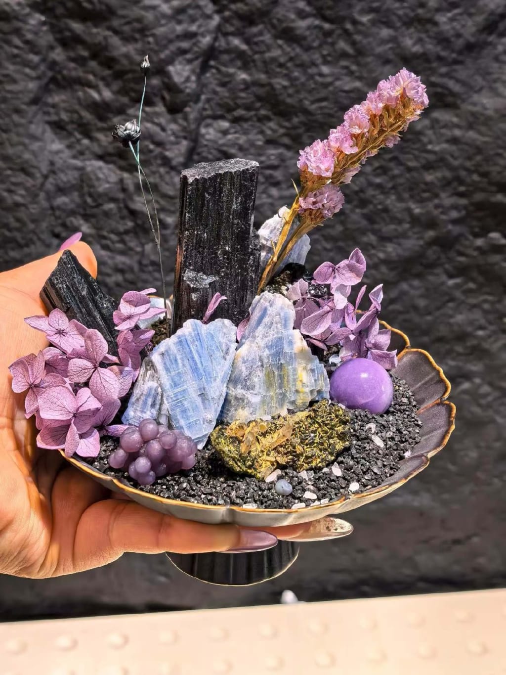 Amethyst Celestine Crystal Potted Plant